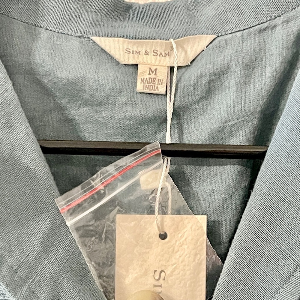 Sim & Sam - Anthropologie Sleeveless Belted Midi Shirt Dress | Dusty Blue | M - Picture 4 of 5